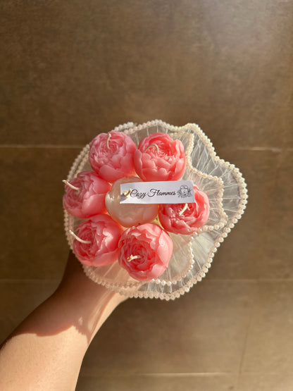Peony Blosson Candle Bouquet